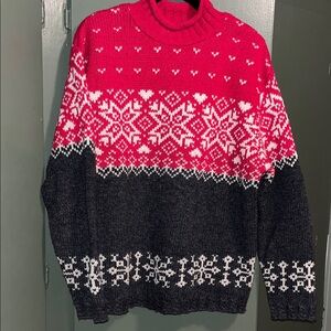 Sonoma Jean Company Wool blend Red and Black Crewneck Sweater